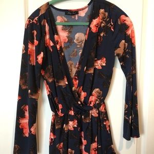 Navy and Pink Floral Romper